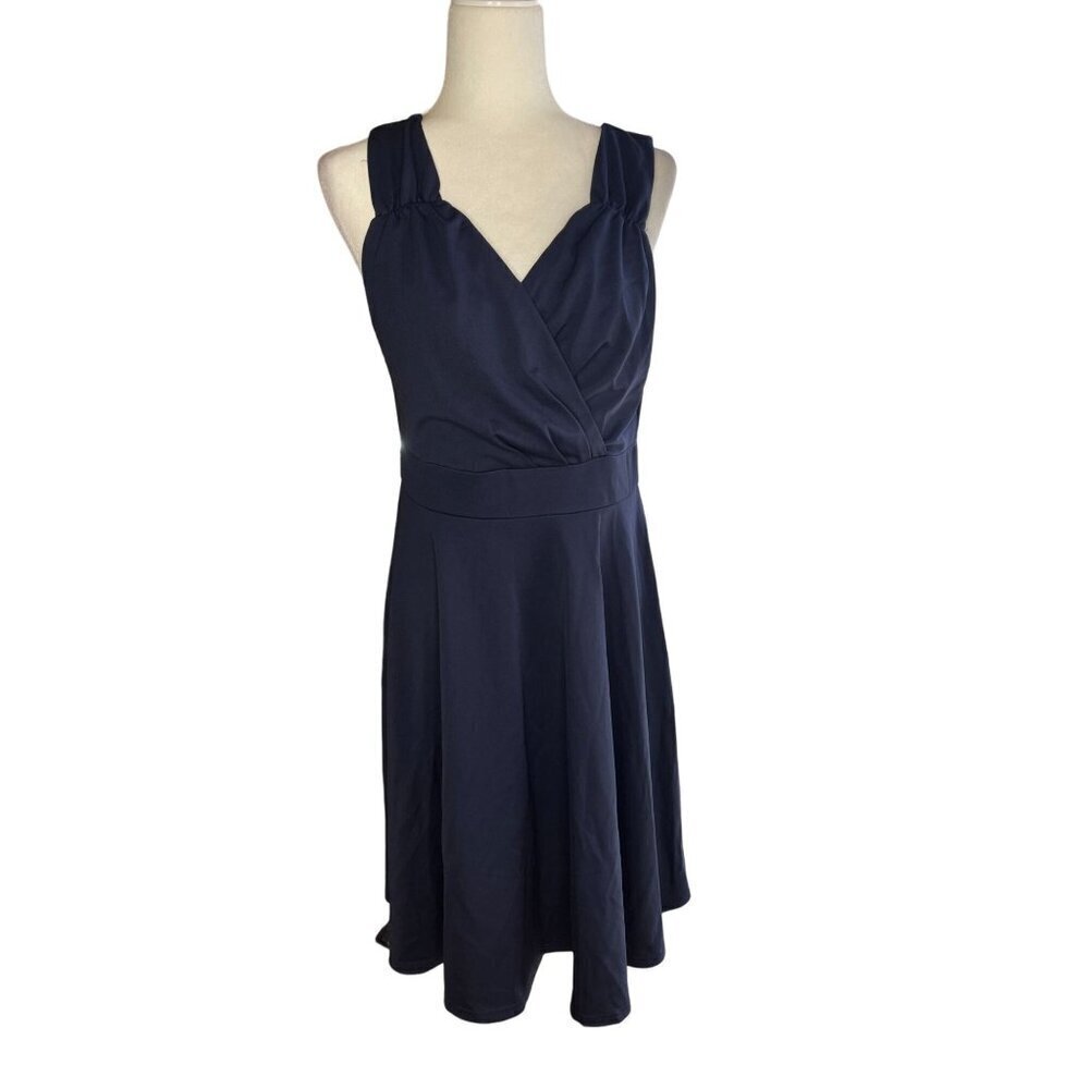Grace Karin Women's Sleeveless V-Neck Dress Navy Blue Size L